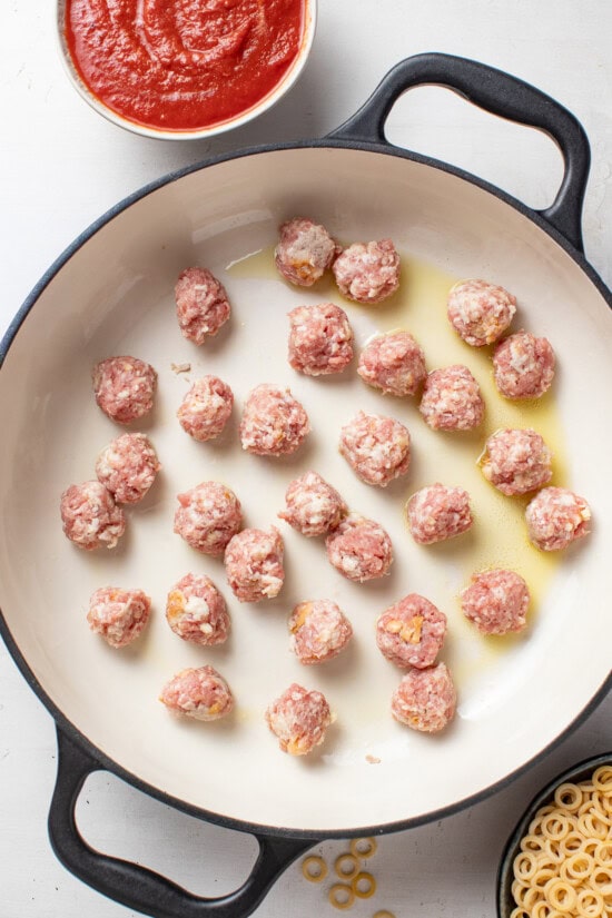 Brown the meatballs