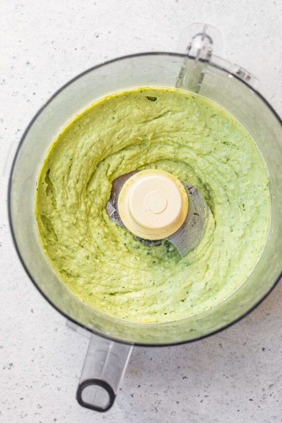 Whipped Avocado Cottage Cheese Dip in food processor