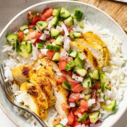 Feta Brined Chicken Bowls with Shirazi Salad